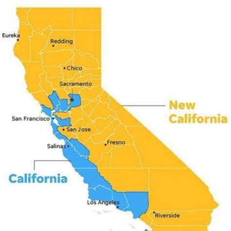 Splitting California Into Two States Map Map