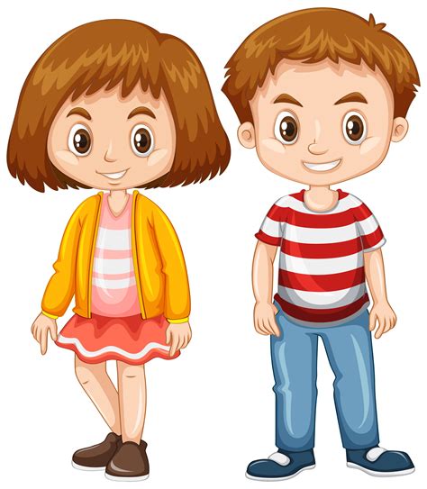 Boy And Girl With Happy Face 303686 Vector Art At Vecteezy