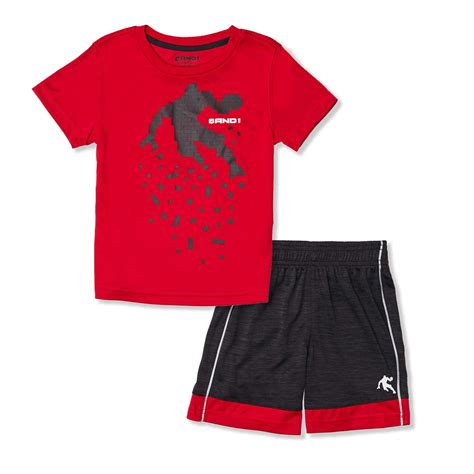Toddler Boy Graphic T Shirt And Jersey Shorts 2pc Active Outfit Set