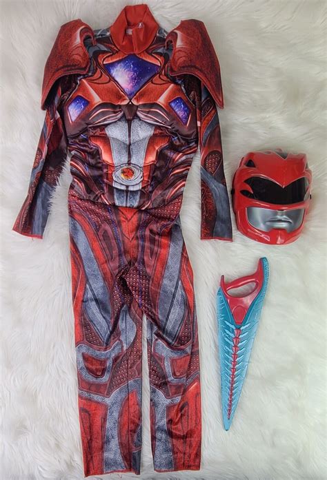 Power Rangers Red Costume Halloween Disguise Suit Mas Gem