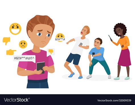 Cyber Bullying People Cartoon Royalty Free Vector Image
