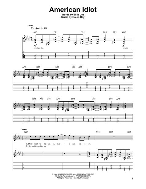 American Idiot By Green Day Guitar Tab Play Along Guitar Instructor
