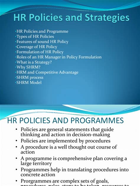 Hr Policies And Strategies Strategic Management Human Resource