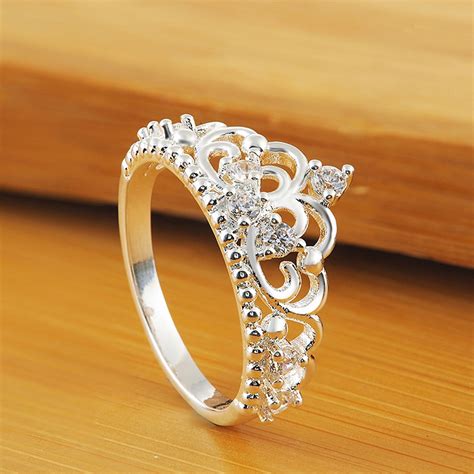 Susenstone Princess Queen Crown Ring Design Wedding Crystal Fashion