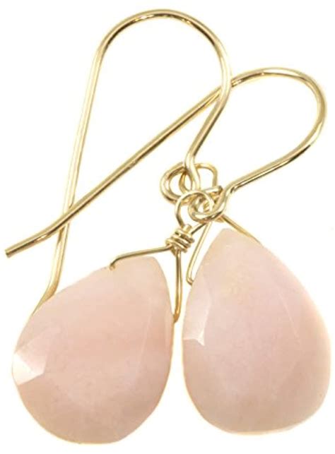 Spyglass Designs K Yellow Gold Opal Earrings Soft Pink Faceted Pear
