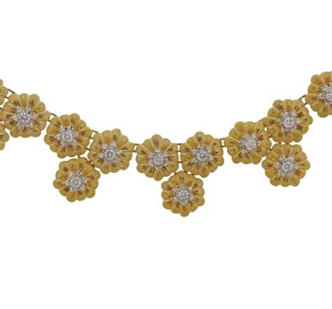 Buccellati Gold Diamond Flower Motif Necklace For Sale At 1stdibs