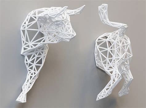 Wall Decoration Bulls H10 Cm4 In 3d Printed Wall Decor 3d Wall