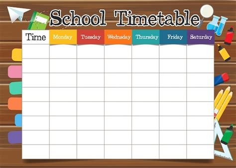 Premium Vector School Timetable Template