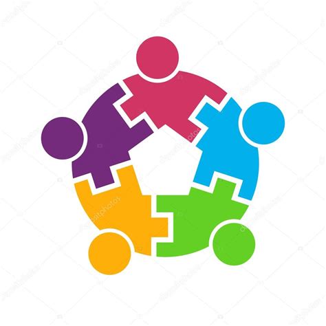 Teamwork 5 Circle Interlaced Group People — Stock Vector © Deskcube