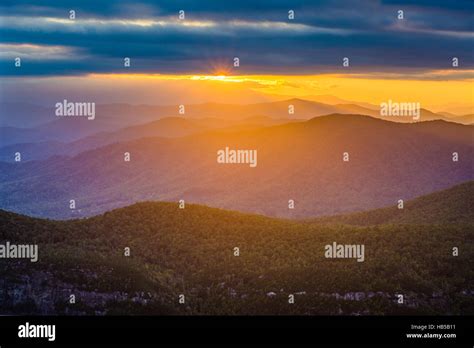 Sunset over the Blue Ridge Mountains from Table Rock, on the rim of