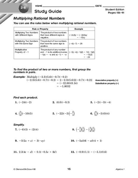 Rational Numbers Worksheet For 9th Grade Lesson Planet
