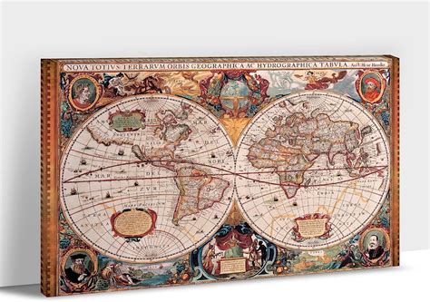 World Map Canvas Wall Art Vintage Map Of The World Wall Art World Map