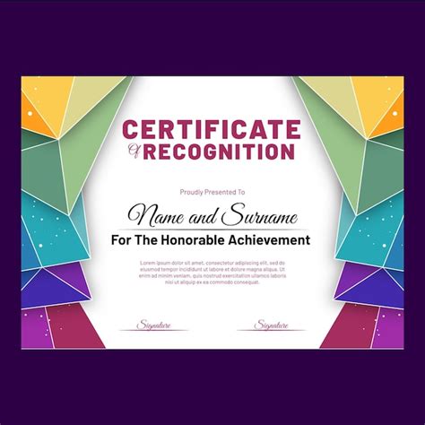 Colorful Certificate Template With Geometrical Shapes Free Vector