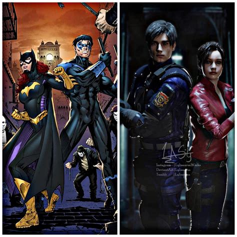 Nightwing And Batgirl Dc Comics Vs Leon S Kennedy And Claire Redfield