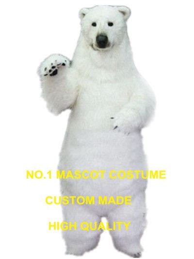 Realistic Polar Bear Mascot Costume Adult Size High Quality Fur White