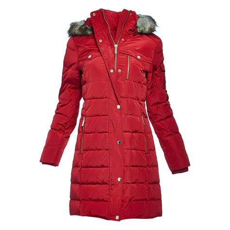 Michael Kors Red Michael Kors Jackets For Women Hooded Winter Puffer