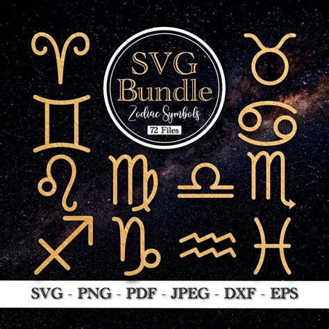 Zodiac Signs Svg Astrology Symbols Cut Files For Cricut Horoscope