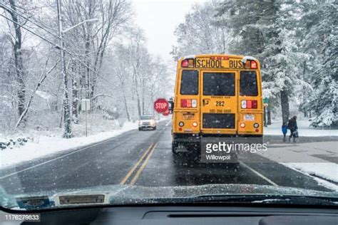 Snowy School Bus Photos And Premium High Res Pictures Getty Images