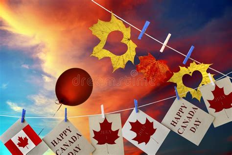 Happy Canada Day Holiday Greeting Cards With Maple Leaf And Canadian
