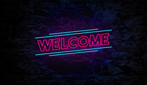 Welcome Neon Sign On Brick Wall Stock Photo Download Image Now