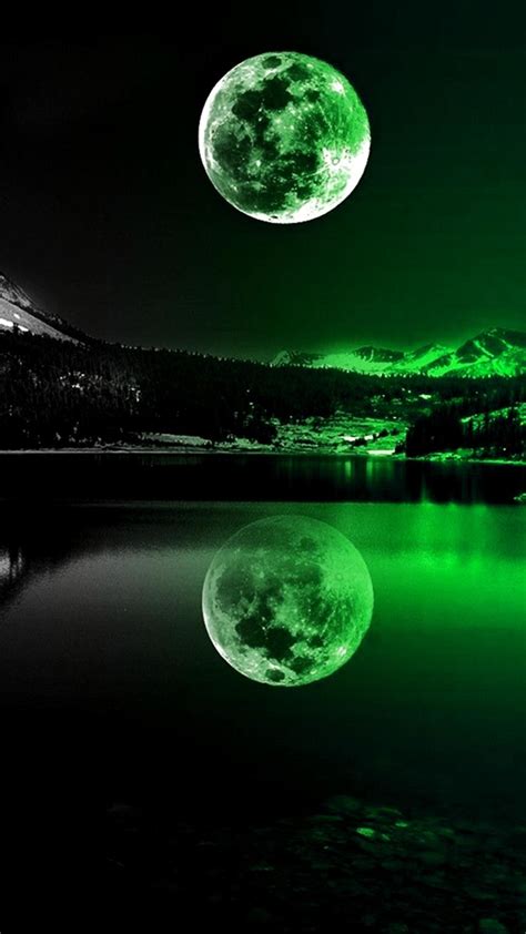 Green Moonlight Green Moon Beautiful Nature Wallpaper