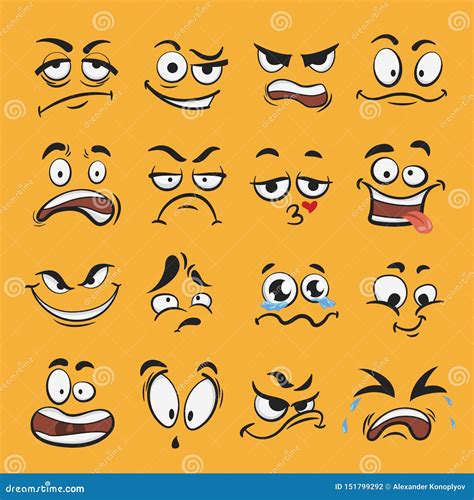 Cartoon Emotion Set Different Cute Face Expressions Stock Vector