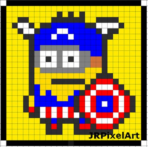 Jrpixelart 0001 Capitán Minion América Pixelart