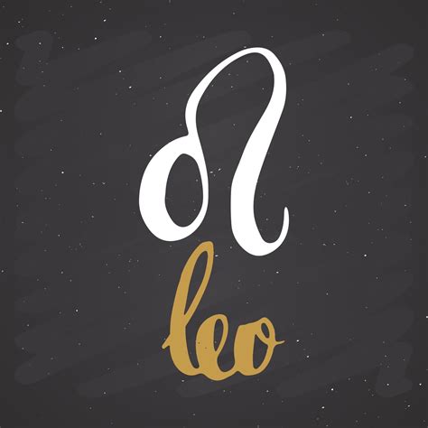 Zodiac sign Leo and lettering. Hand drawn horoscope astrology symbol