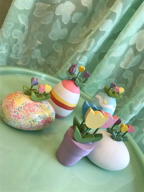 Vintage Easter Egg Ornaments Dept 56 Wood Ornaments Easter