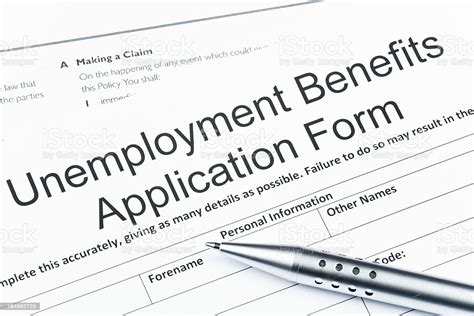 Federal pandemic unemployment compensation provided under the coronavirus aid, relief, and economic security (cares) act of 2020. Unemployment Benefits Application Form Stock Photo ...