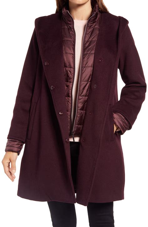 Gallery Hooded Wool Blend Coat With Quilted Bib Nordstrom In 2021
