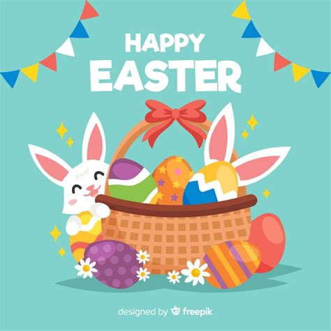Happy easter day…remember what easter really means because it's not all about the easter bunny eggs, candy all that but it's about jesus when he rose from the dead and his crucifixion. Flat happy easter day background | Free Vector