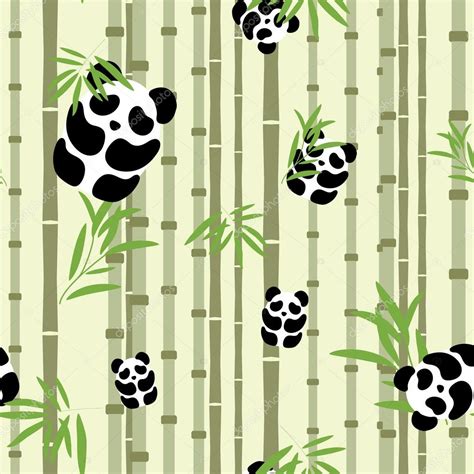 Seamless Pattern With Pandas And Bamboo — Stock Vector © Diemq 37485935