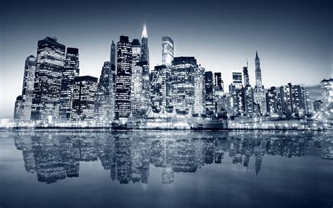 Photography Urban City Night Lights Building Reflection New York