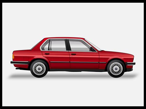 Poster Bmw E30 4 Door Red Vector Art Etsy Uk