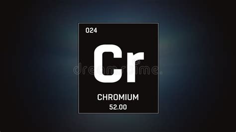 Chromium As Element 24 Of The Periodic Table 3d Illustration On Green