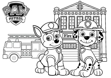Marshall visiting ocean paw patrol coloring pages. Paw patrol fire station printable coloring page on tsgos ...