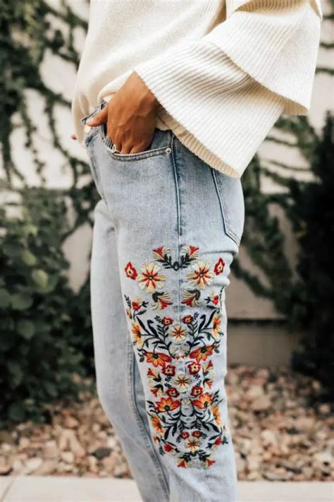 25 diy embroidery jeans examples you can try at home