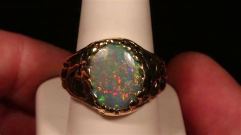 Mens Big Black Opal Ring In Gold Design A 47 16x12 Mm Youtube