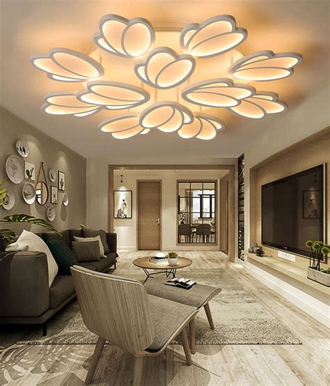 The inner lining is a reflective gold shimmer with a black finish. Tulip Multi-Head Acrylic Ceiling Light Modern Led Ceiling ...