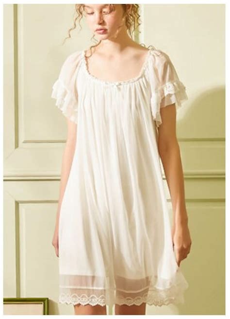 Vintage White Square Cotton Nightgown Victorian Nightgown Etsy