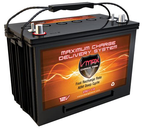 Buy Vmax Xtr27 110 Trolling Motor Battery Agm Marine Deep Cycle Group 27 12v 110ah Online At