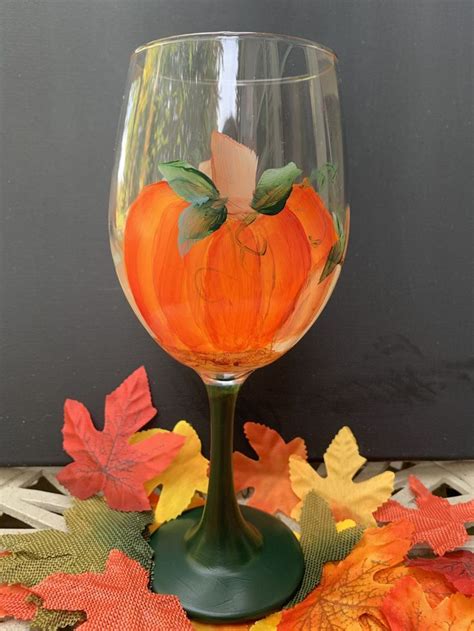 Pumpkin Wine Glasses Set | Pumpkin wine, Wine glasses, Hand painted glasses