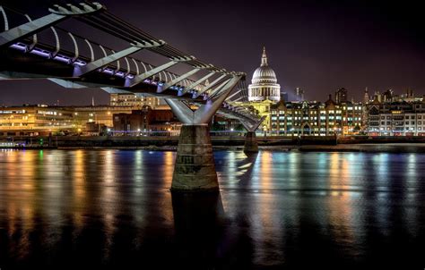 Wallpaper Night Bridge London Uk Millennium Bridge Images For