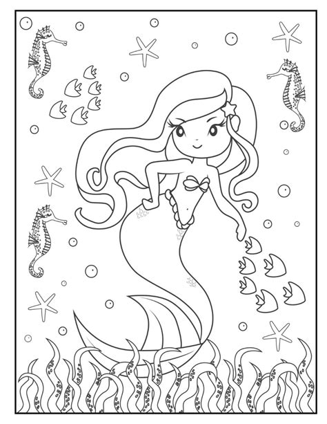 Digital Coloring Book Printable Mermaid Coloring Page Printables For