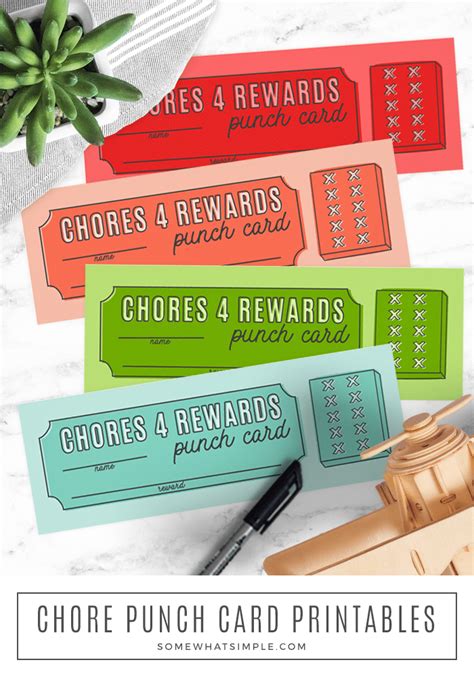 Chore Punch Card Printables Free From Somewhat Simple