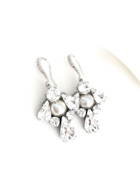 Chandelier Bridal Earrings With Pearls Emmaline Bride