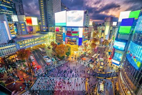 Shibuya Crossing From Top View At Twilight In Tokyo Stock Photo Image