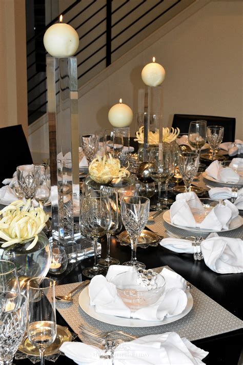 silver and white new year s eve table setting home with holliday