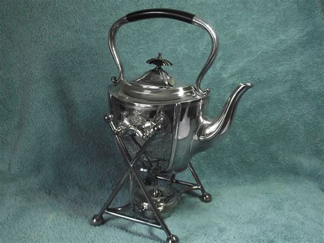 Antique Joseph Rogers Sheffield Silver Plate Spirit Kettle And Stand By